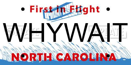 WHYWAIT North Carolina License Plate