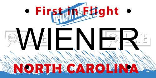 WIENER North Carolina License Plate