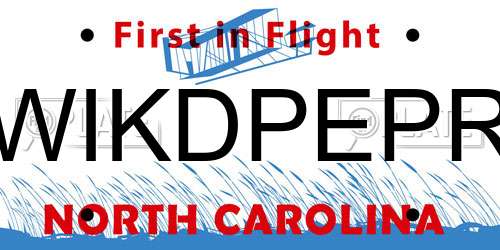 WIKDPEPR North Carolina License Plate