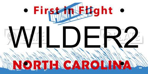 WILDER2 North Carolina License Plate