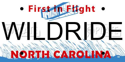 WILDRIDE North Carolina License Plate
