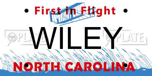 WILEY North Carolina License Plate