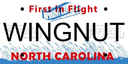 WINGNUT North Carolina License Plate