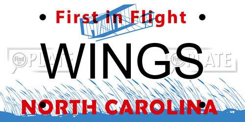 WINGS North Carolina License Plate