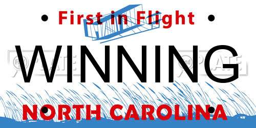 WINNING North Carolina License Plate