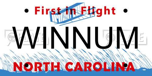 WINNUM North Carolina License Plate