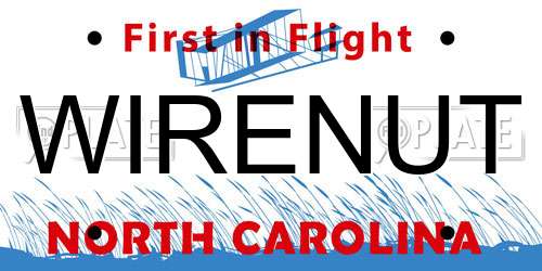 WIRENUT North Carolina License Plate