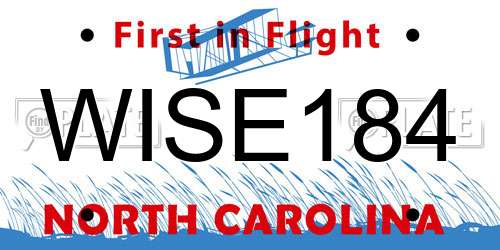 WISE184 North Carolina License Plate