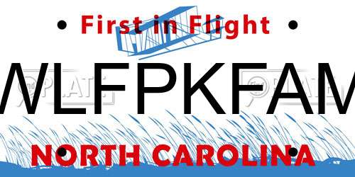 WLFPKFAM North Carolina License Plate