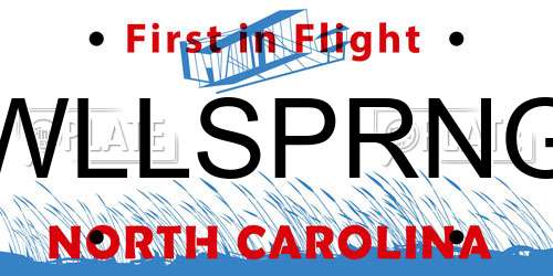 WLLSPRNG North Carolina License Plate