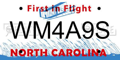 WM4A9S North Carolina License Plate