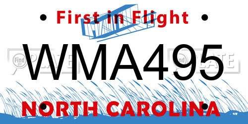 WMA495 North Carolina License Plate