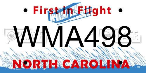 WMA498 North Carolina License Plate