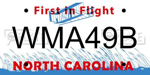 WMA49B North Carolina License Plate