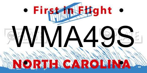 WMA49S North Carolina License Plate