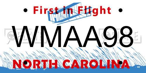 WMAA98 North Carolina License Plate