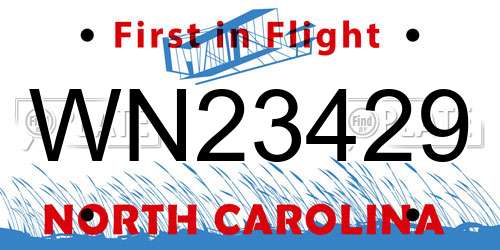 WN23429 North Carolina License Plate