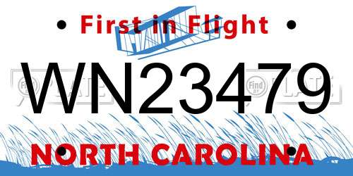 WN23479 North Carolina License Plate