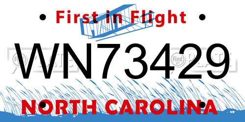 WN73429 North Carolina License Plate