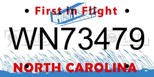 WN73479 North Carolina License Plate
