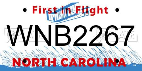 WNB2267 North Carolina License Plate