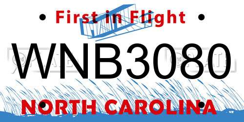 WNB3080 North Carolina License Plate