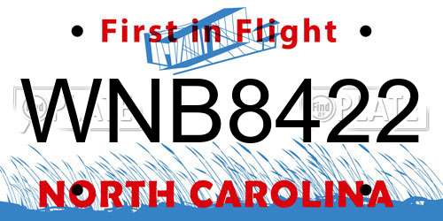 WNB8422 North Carolina License Plate