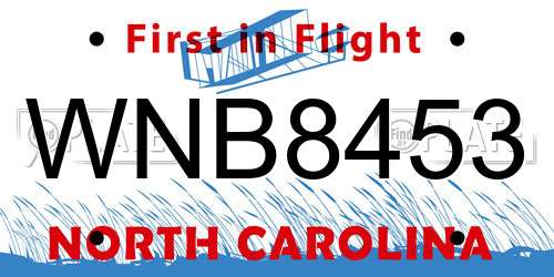 WNB8453 North Carolina License Plate