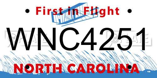 WNC4251 North Carolina License Plate