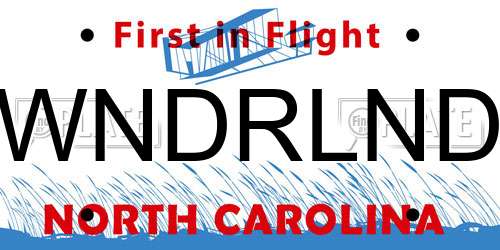 WNDRLND North Carolina License Plate