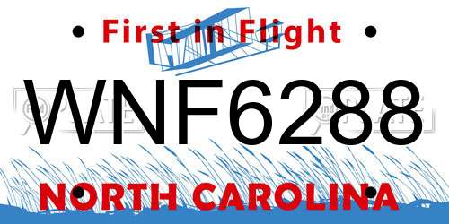 WNF6288 North Carolina License Plate