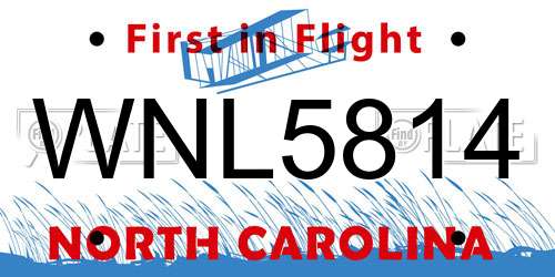 WNL5814 North Carolina License Plate