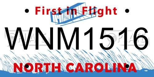 WNM1516 North Carolina License Plate