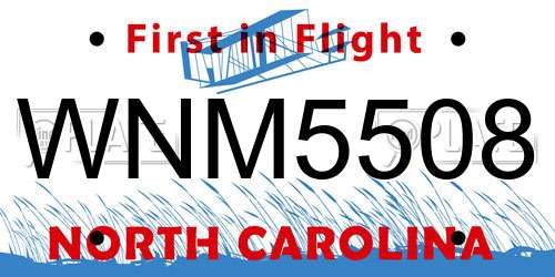 WNM5508 North Carolina License Plate