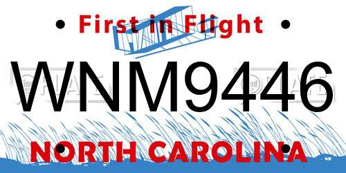 WNM9446 North Carolina License Plate