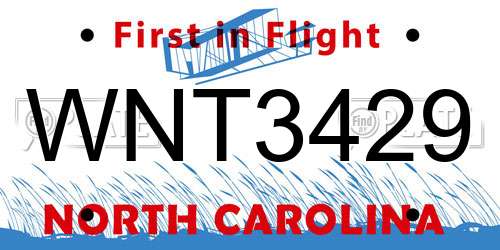 WNT3429 North Carolina License Plate