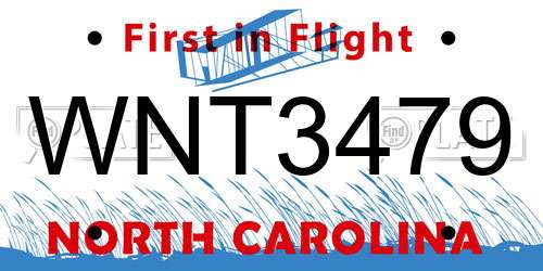 WNT3479 North Carolina License Plate