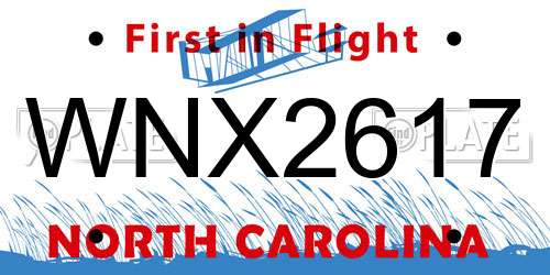 WNX2617 North Carolina License Plate