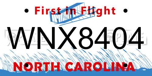 WNX8404 North Carolina License Plate