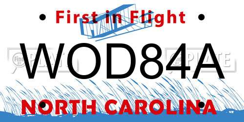 WOD84A North Carolina License Plate