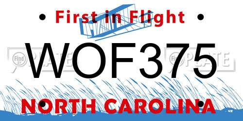 WOF375 North Carolina License Plate