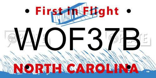 WOF37B North Carolina License Plate