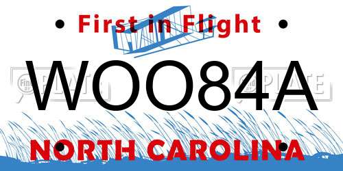 WOO84A North Carolina License Plate