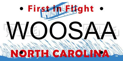 WOOSAA North Carolina License Plate