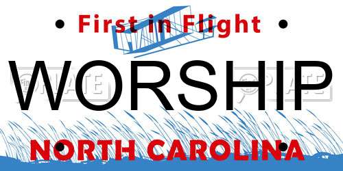 WORSHIP North Carolina License Plate