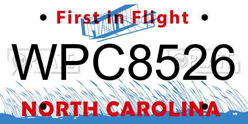 WPC8526 North Carolina License Plate