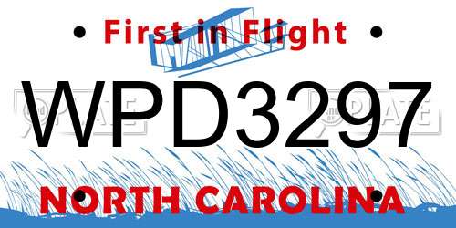 WPD3297 North Carolina License Plate