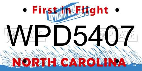 WPD5407 North Carolina License Plate
