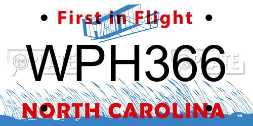 WPH366 North Carolina License Plate