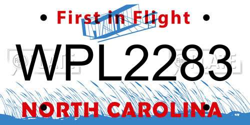 WPL2283 North Carolina License Plate
